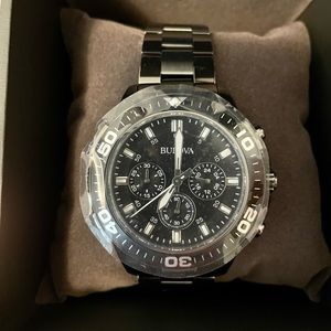 NWT! Bulova Chronograph Stainless Steel Watch!